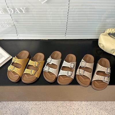 Увеличивающие рост тапочки Boken женские летние для улицы 2025 новые полые сандалии ретро супер огонь продвинутые на толстой подошве крутые тапочки