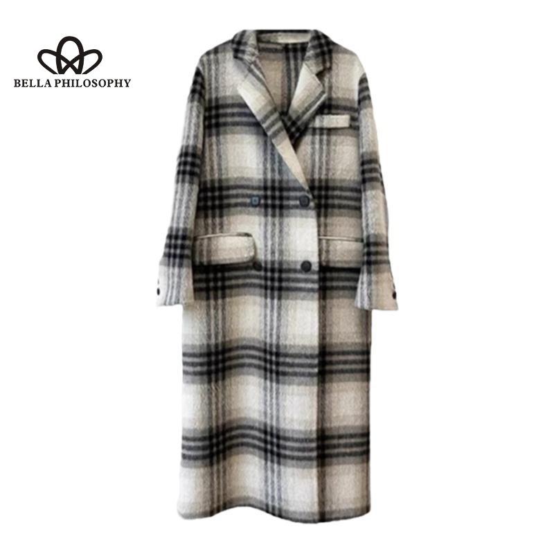 Plaid Cashmere Woolen Coat Korean Style Gentle Woolen Coat Women's Mid-length Autumn Winter New Woolen Coat