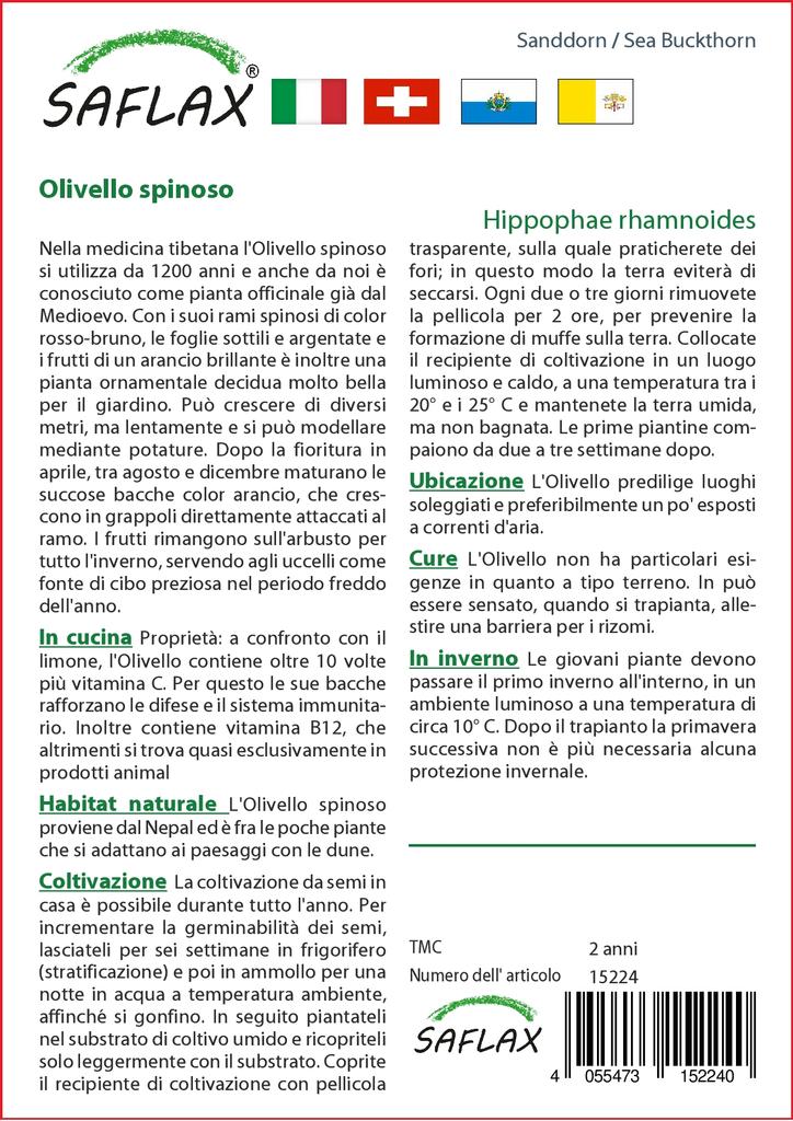 SAFLAX Garden in the Bag - Облепиха - 40 семян - С субстратом в подходящем пакете - Hippophae rhamnoides