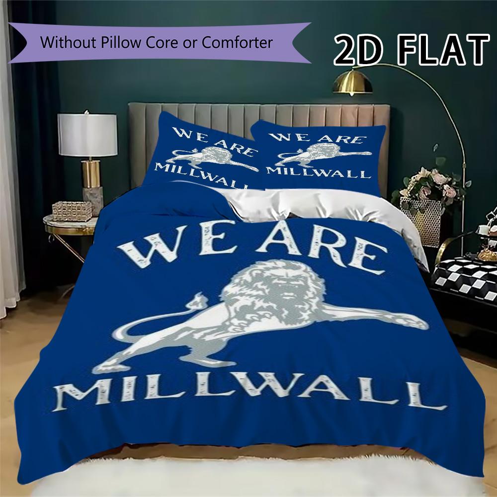 Постельное белье с узором Millwall FC Комплект пододеяльника Наволочка Домашний Декор Подарок на День Рождения (1 пододеяльник + 2 наволочки без наполнителя)