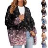 Women's Fashion Long Sleeve Print V-Neck Button Loose Cardigan Top