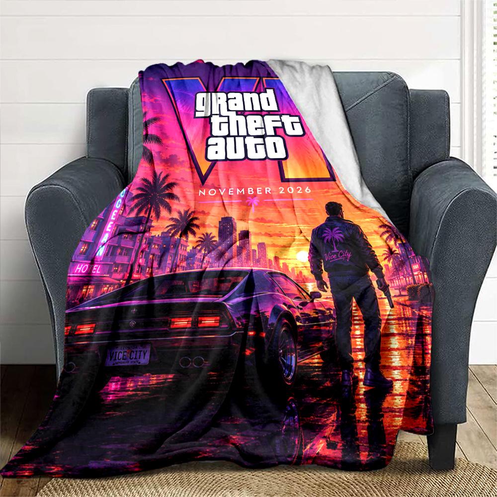 Grand Theft Auto Blanket Soft & Cozy Perfect for Bed Office Office Chair for All Seasons Playful Design Suitable for Gifting Relatives and Friends