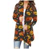 Women's Fashion Casual Floral Halloween Print Medium Length Cardigan Jacket Coat