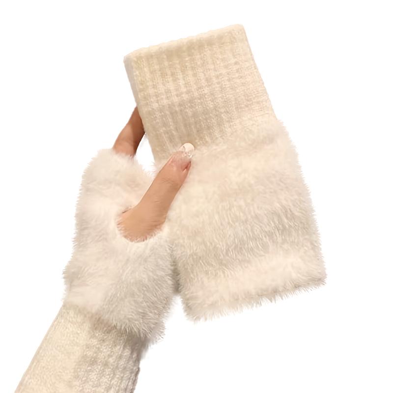 Унисекс полупальцевые плюшевые перчатки теплые флисовые перчатки без пальцев мягкие варежки для сенсорных экранов спортивные перчатки для активного отдыха искусственная норка зима