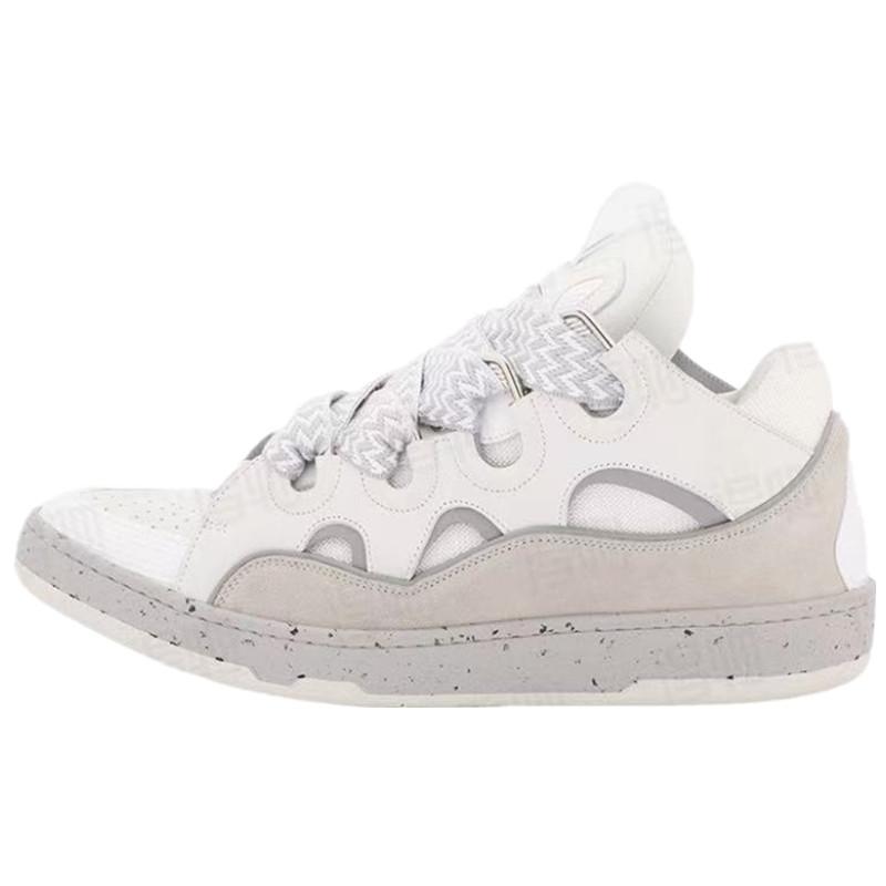 Leather Splicing LaceUp Curb Sports Casual Shoes Retro Board Shoes Men'S And Women'S Dad Shoes