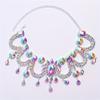 Luxury Shiny Big Crystal Water Drop Pendant Necklace Wedding Dinner Rhinestone Big Necklace