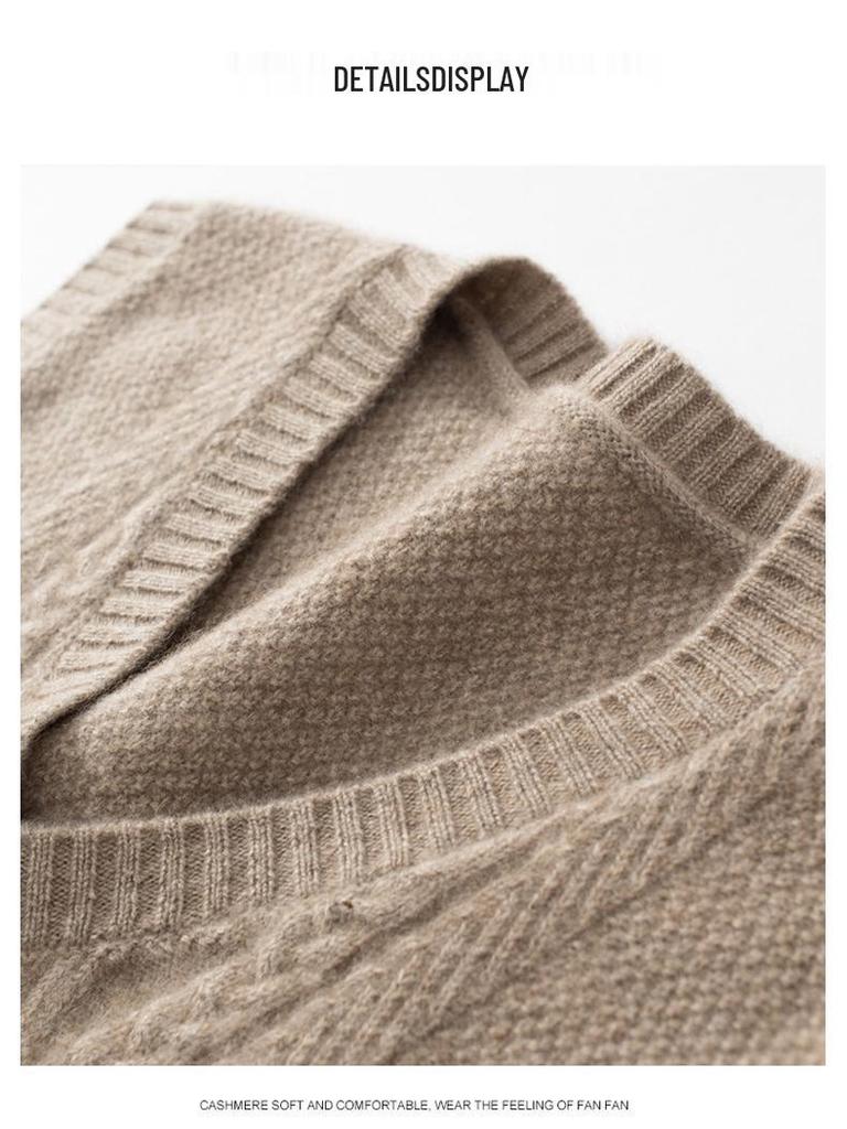 Мужской кашемировый пуловер без рукавов с V-образным вырезом: Осенне-зимний толстый свитер большого размера