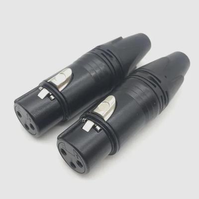 3-жильный никелированный XLR-гнездовой микрофонный штекер, черный