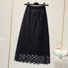 Knitted Midi Skirt for Winter Women Mid To Long Style with Crochet Lace A-line Wrapped Buttocks Skirt Thick Winter Skirt