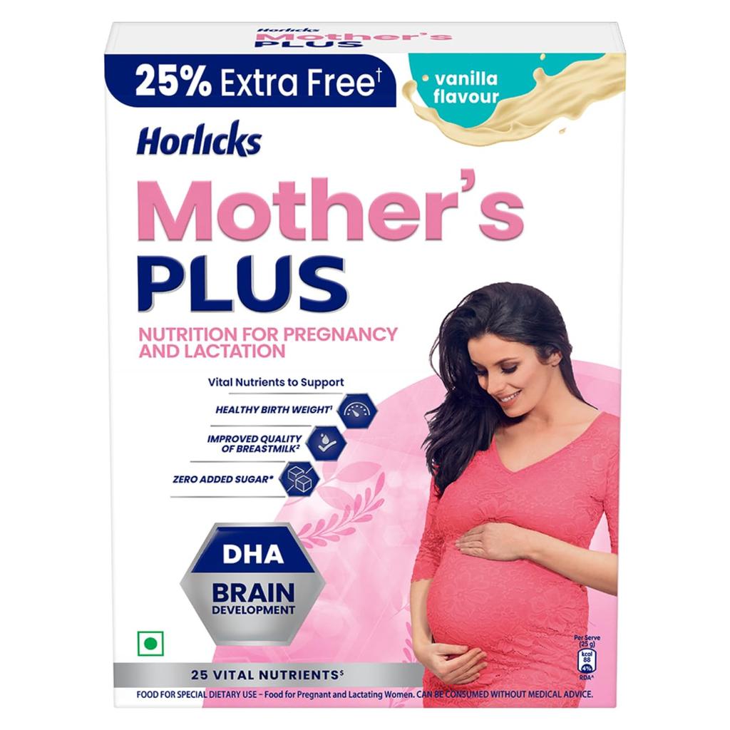 Mother's Horlicks Plus Vanilla Health Drink 500 G Refill Pack Protein Nutrition For Pregnancy