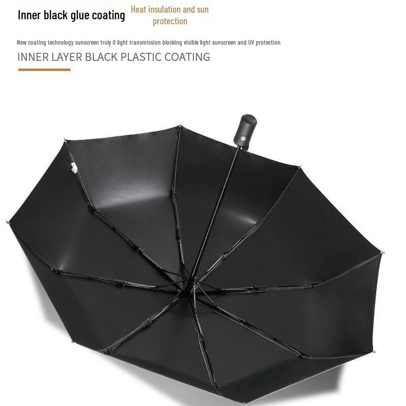 Летний УФ Автоматически Складывающийся Черный Зонт от Солнца/Дождя Двойного Назначения с Печатью Логотипа