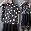 2025 Plus Size New Summer Blouse Batwing Sleeve Casual Shirt Women Loose Tops Shirts Polka Dot
