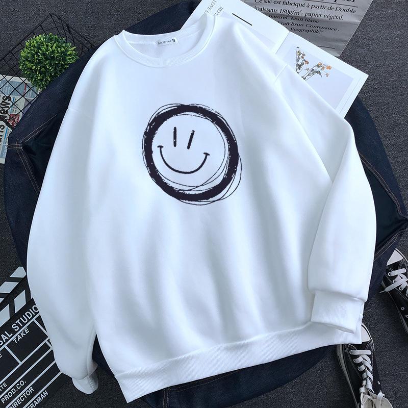 2024 Молодежный трендовый белый бархатный свитшот с круглым вырезом - Теплый осенне-зимний топ