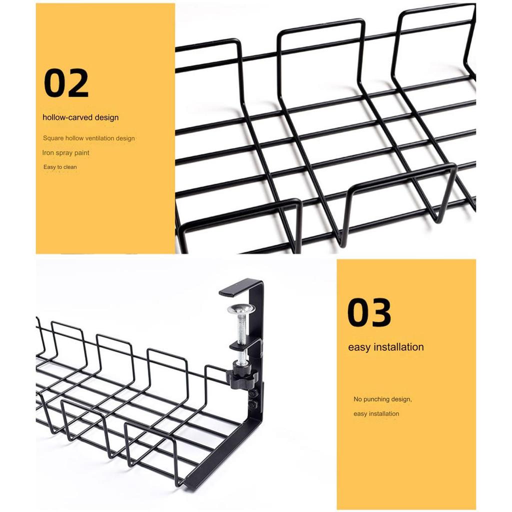 Лоток для прокладки кабелей под столом, настольный органайзер для кабелей без сверления, органайзер для кабелей в ящике для прокладки кабелей на столе.
