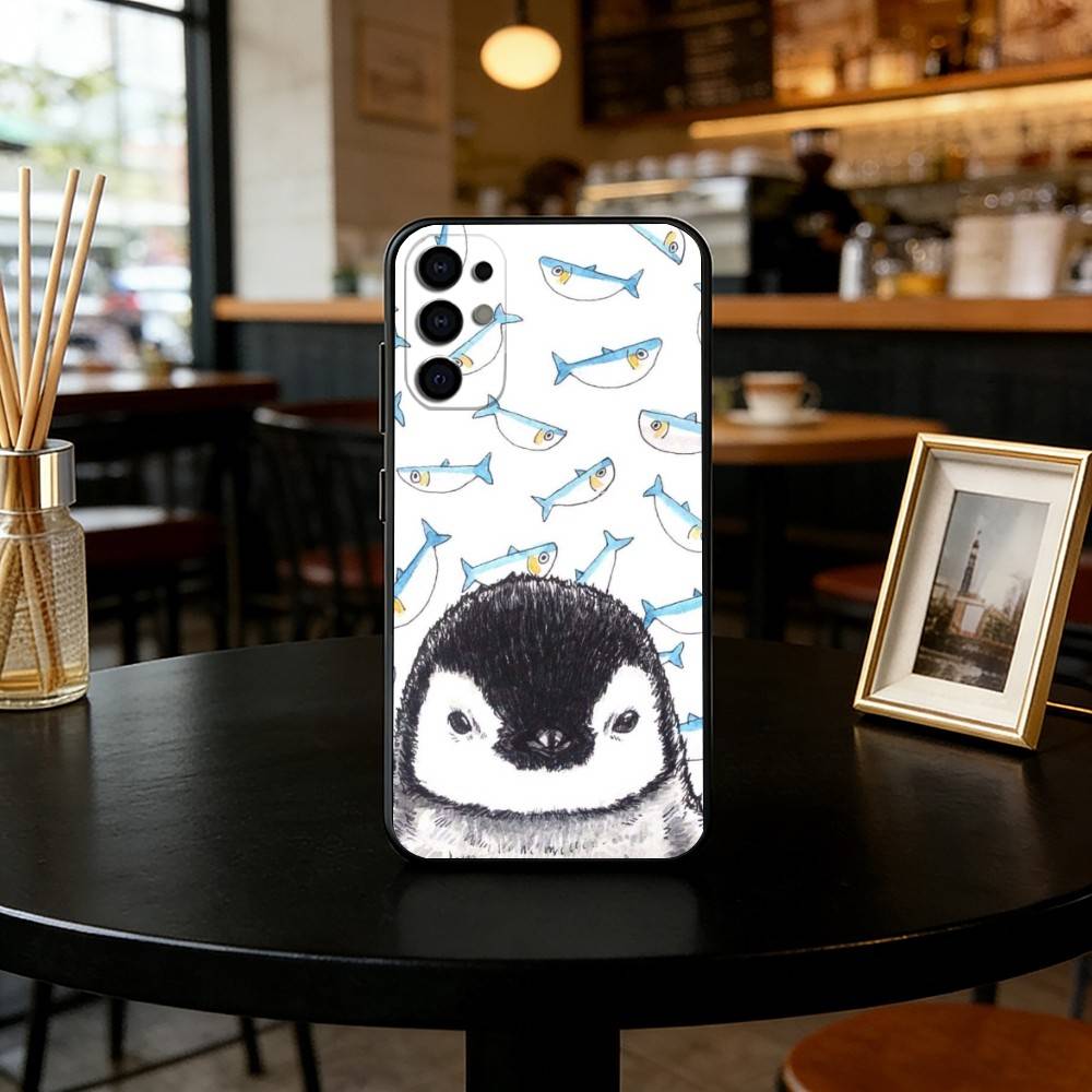 Милый мультяшный пингвин Чехол для телефона Для Samsung S25,S24,S21,S22,S23,S30,Ultra,S20,Plus,Fe,Lite,Note,10,Черный чехол