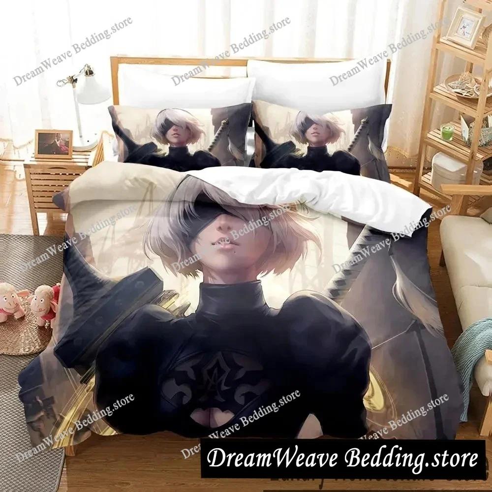 NieR Automata 2B Luxury Bedding Set  Anime Cartoon Duvet Cover Set Comforter Bedspread Twin Single Size Printed Home Textile