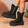 Fashion Chunky Platform Furry Suede Snow Boots Women 2025 Winter Thick Bottom Fluffy Fur Ankle Boots Side Zip Warm Plush Women's Shoes