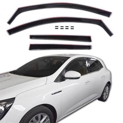 Дефлекторы окон Renault Mégane 4 (2016-2024) Лифтбек, Тонированные черные, Аэродинамические, Легкая установка