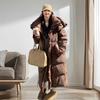 Long Down Jacket Women'S Thick White Duck Down Hooded Solid Color Down Jacket