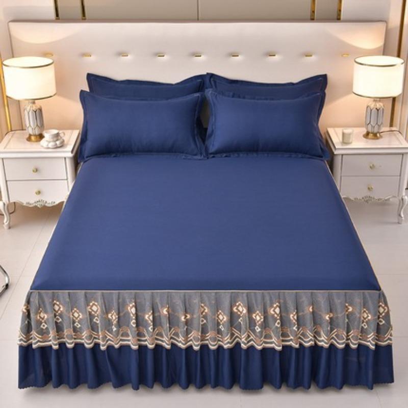 Lace Bed Skirt Bedspread Single Piece Ruffled Solid Color Bedspread Single Layer Brushed Princess Style Three-Piece Set