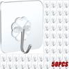 50PCS Kitchen Seamless Adhesive Hook Bathroom Transparent Wall Hanging AdhesiveWall Door Strong Nail Free Small Hook