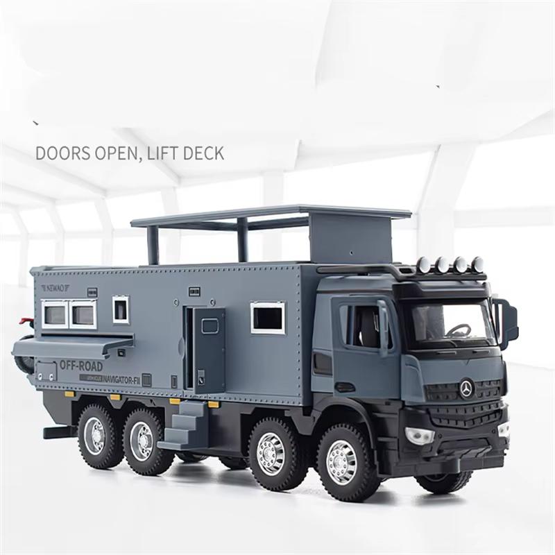 New 1/24 NOMADISMs Arocs Unimog Alloy Motorhome Touring Car Model Diecast Metal Toy Off-road RV Vehicles Model Sound Light Kids Gift