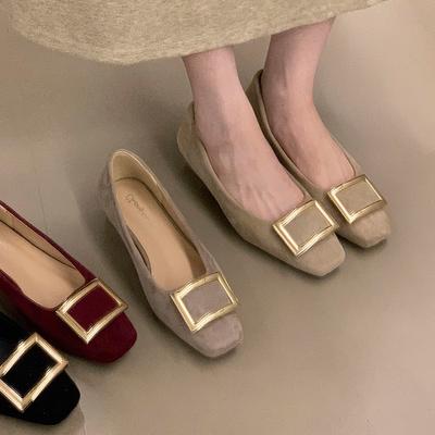 2025 новые металлические туфли-лодочки с французской квадратной пряжкой, с открытым вырезом, на толстом каблуке, с квадратным носком, в сказочном стиле, Мэри Джейн, для работы