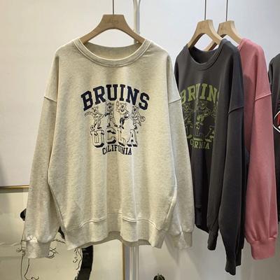Тонкая толстовка с длинными рукавами, женская осенняя женская одежда, студенческая свободная круглая горловина, универсальная куртка с буквами, пуловеры и длинные рукава (Женский)