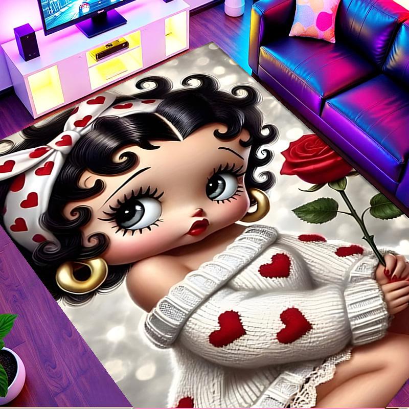 Betty Boop Print Rug, Washable Floor Carpet, For Entryway Dorm Laundry Room Office Study, Home Decor Birthday Christmas Gift