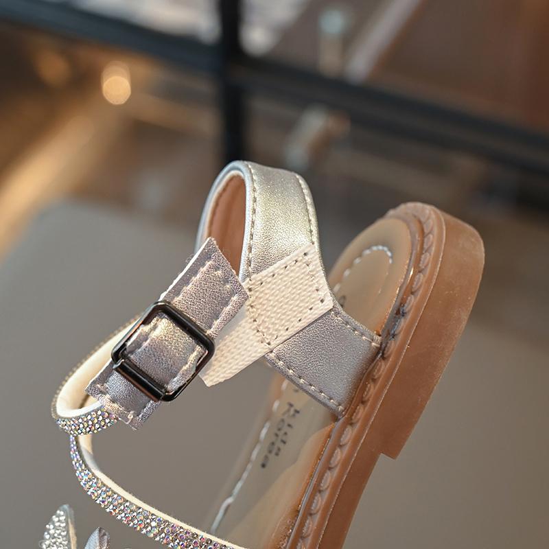 kt Cat cartoon Shiny Princess sandals Summer New children's soft-soled Roman shoes