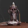 62KD Waterfalls Effect Ceramics Skull Backflow Incenses Burners Home Decorative Craft for Meditations and Home Ambiances