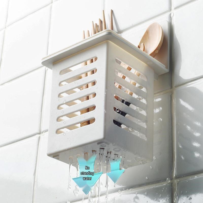 Wall-Mounted Chopstick Holder and Storage Basket