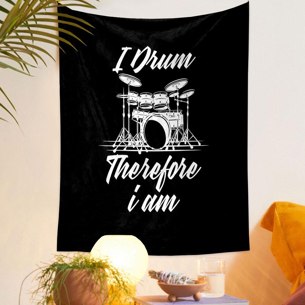 I Drum Therefore I Am Tapestry Design Patterned Tapestry Decorative Wall Hanging, Home Bedroom Living Room Decor