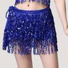 Женская юбка для танца живота с цепочкой, кисточками, пайетками, 3 слоя, на шнуровке, в стиле бохо, клубная одежда для выступлений, мини-юбка для латинских танцев, короткая юбка для тренировок, бедра