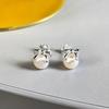 Cute Ribbon Freshwater Pearl Silver Earrings