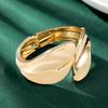 Polished Retro French Wide Leaf Bangle Bracelet for Women