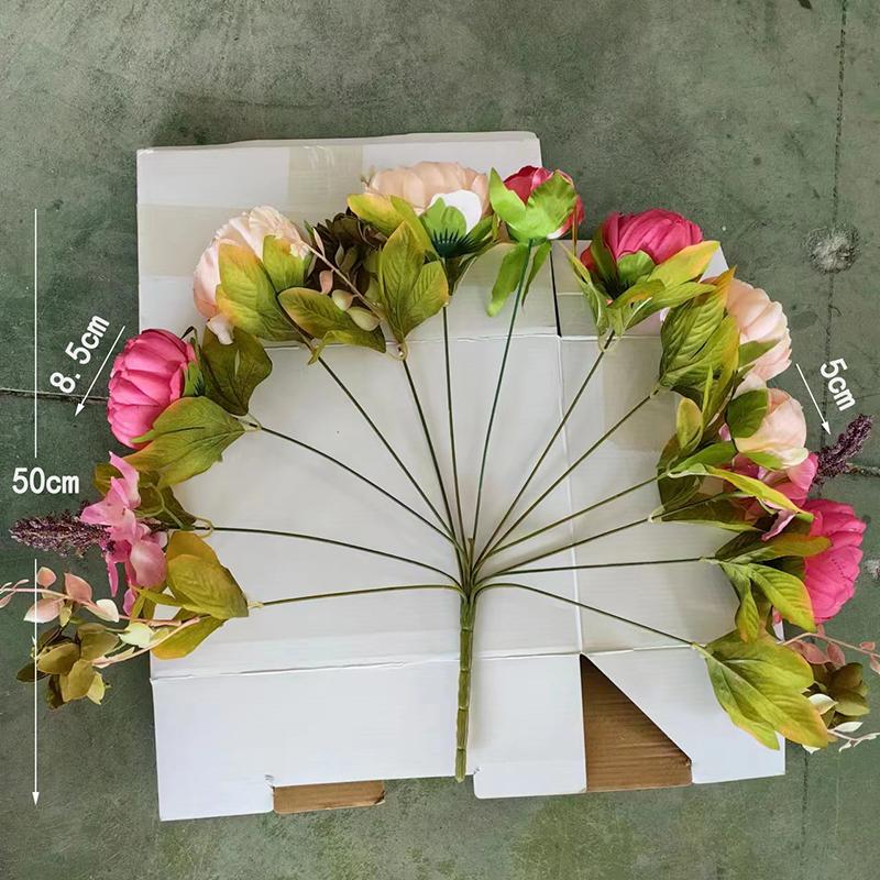 13 Heads Silk Peony Artificial Fake Flowers Wedding Bouquet Home Party Decor