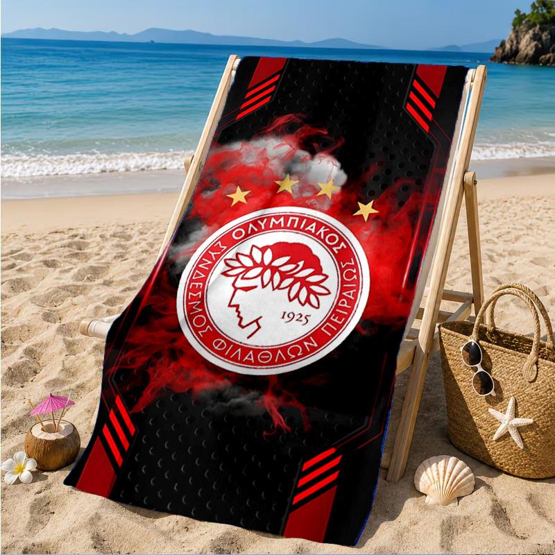 Olympiacos Fc: Red And Black Pride Beach Towel, Quick-drying, Easy to Care for, Suitable for Both Fitness and Beach Vacations,Sports Essential