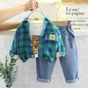 Baby Boy Clothes 0-5Y Spring Autumn Fashion Suit Boys Cartoon Plaid Shirts Jeans Children's Casual Clothes Baby 3 Piece Sets