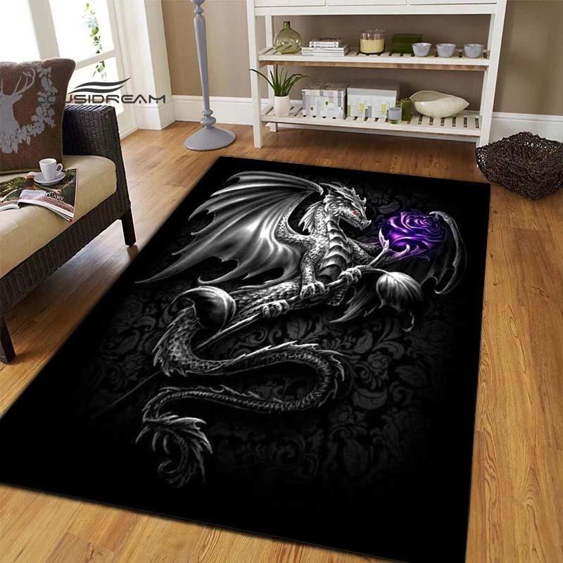 Коврики с темным драконом, модный 3D-печать, фантазийный дракон, гостиная, спальня, большой мягкий ковер, домашний коврик для детской комнаты, напольный коврик