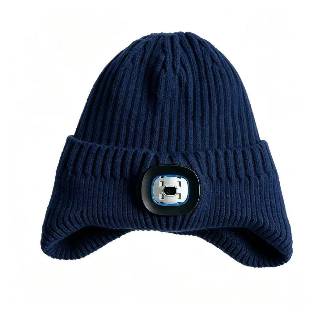 Three Brightness Levels Illuminated Knitted Hat White LED Light Lighted Winter Cap Hiking Camping