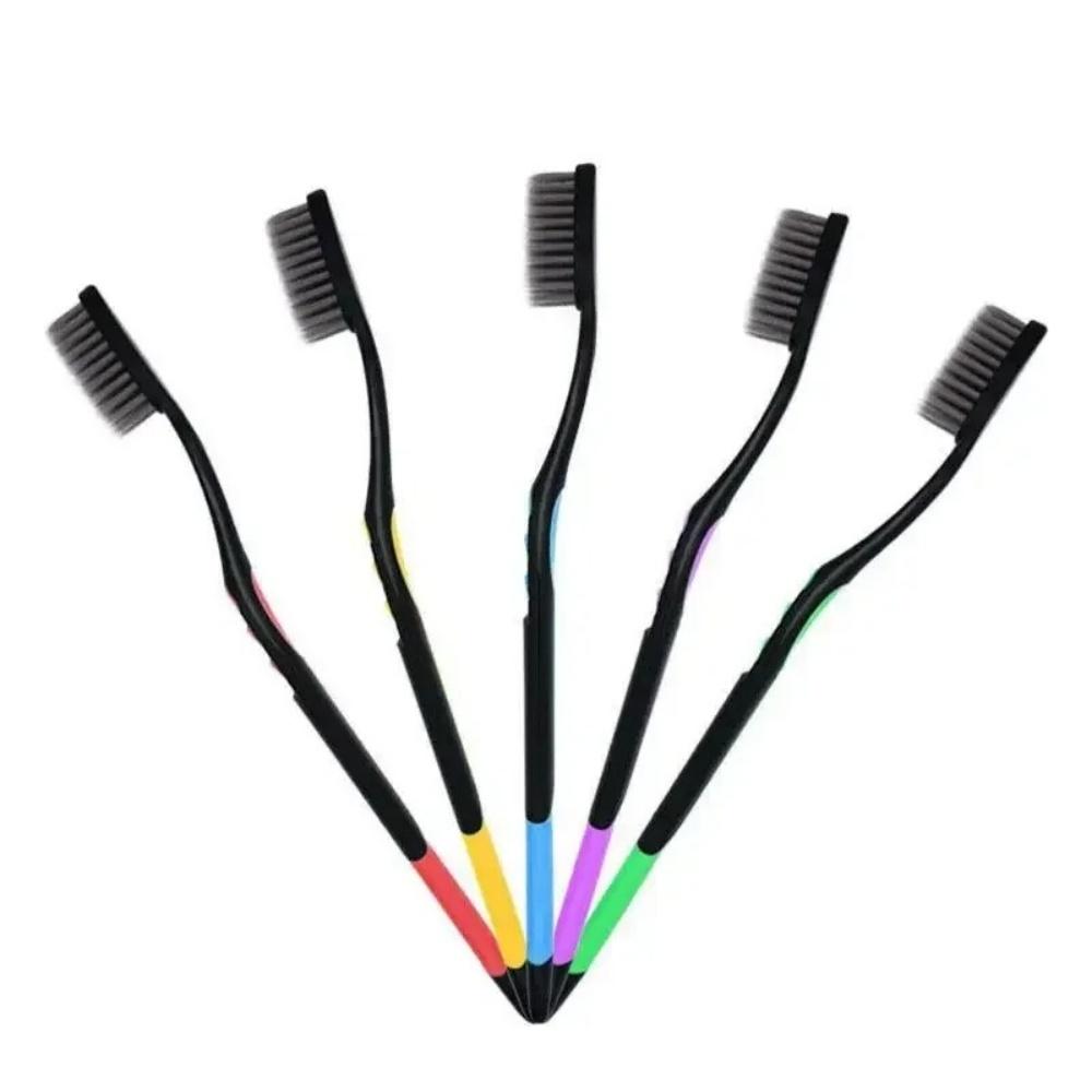 Soft Bristle Bamboo Charcoal Black Hair Ultra-Fine Beauty Toothbrush Couple Suit 10 Pieces Packed Used For Oral Cleaning Tools
