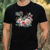T-Shirt Herren Dino Mit Blume Motiv Baumwolle Größe XS Bis 5XL