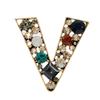 New Crystal Letter V Brooches For Women Vintage Shining Fashion Pin Coat Accessories High Quality New