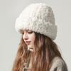 Women Winter Hat Fuzzy Faux Fur Brimless Solid Color Dome Windproof Warmth Sun Protection Knitted Cap Outdoor Travel Headwear