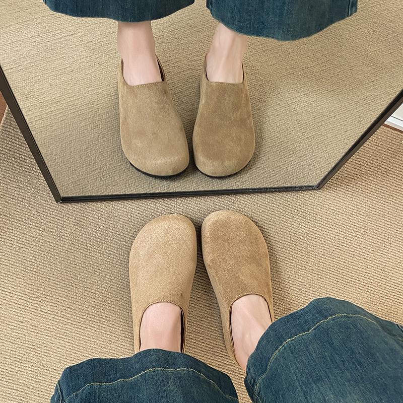Модные мюли из замши CRLAYDK для женщин, обувь с внутренней высотой, увеличивающей рост, с поддержкой свода стопы, стелька, слипоны, повседневные удобные тапочки