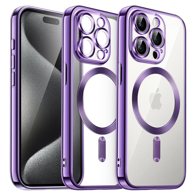 Магнитный чехол с гальваническим покрытием для iPhone 16 15 14 Plus 13 12 11 Pro Max Защитное стекло для объектива камеры для беспроводной зарядки Magsafe Чехол