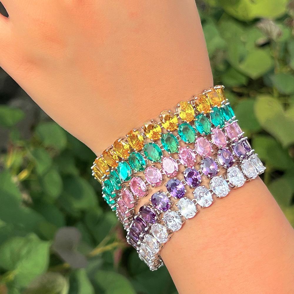 CMM Высокое качество, несколько вариантов цвета, AAA, цирконий, серебристый, женские ювелирные изделия, теннисный браслет для женщин