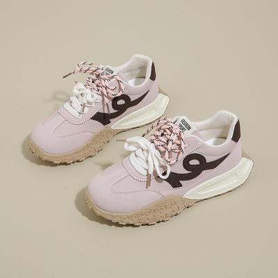 Мода 2025 Новый Дизайн Модная Повседневная Обувь Кроссовки на Шнуровке для Женщин Дизайн с Цветными Блоками Круглый Носок Удобная Спортивная Обувь