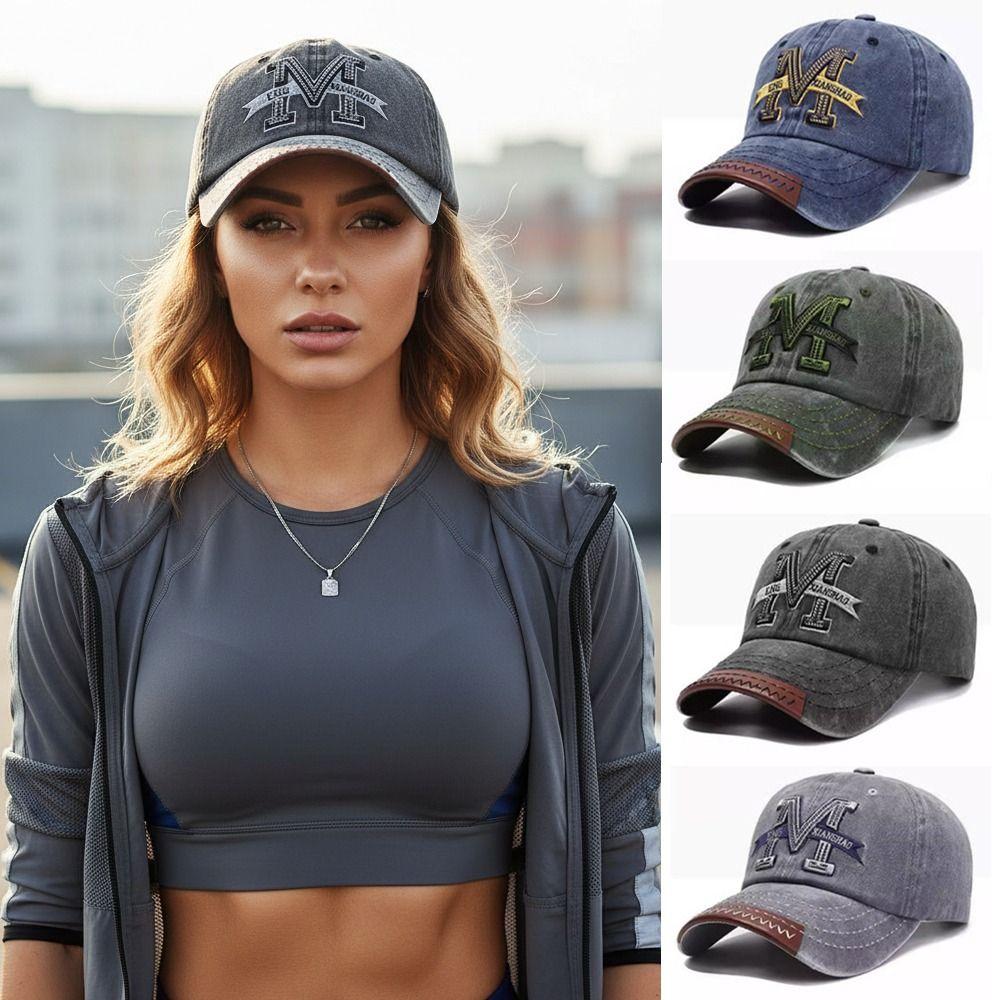 Washed Cotton Embroidered Baseball Cap Distressed Streetwear Sunscreen Hats For Man Women Unisex